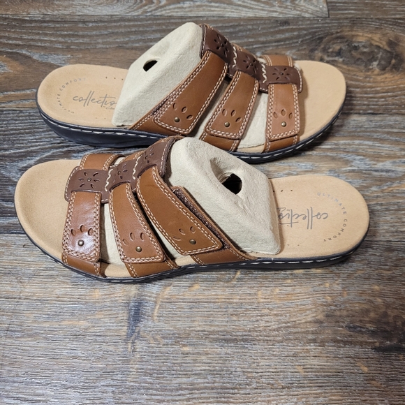 Clarks Shoes - Clarks Ultimate Comfort Womens Size 7.5 Sandals Strappy Brown Leather